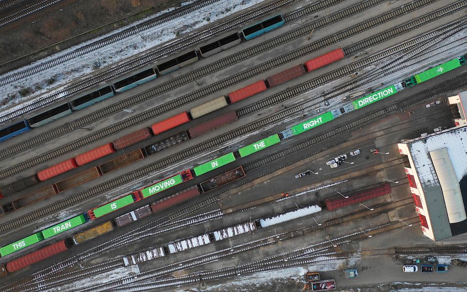  Wagons being loaded with aggregate